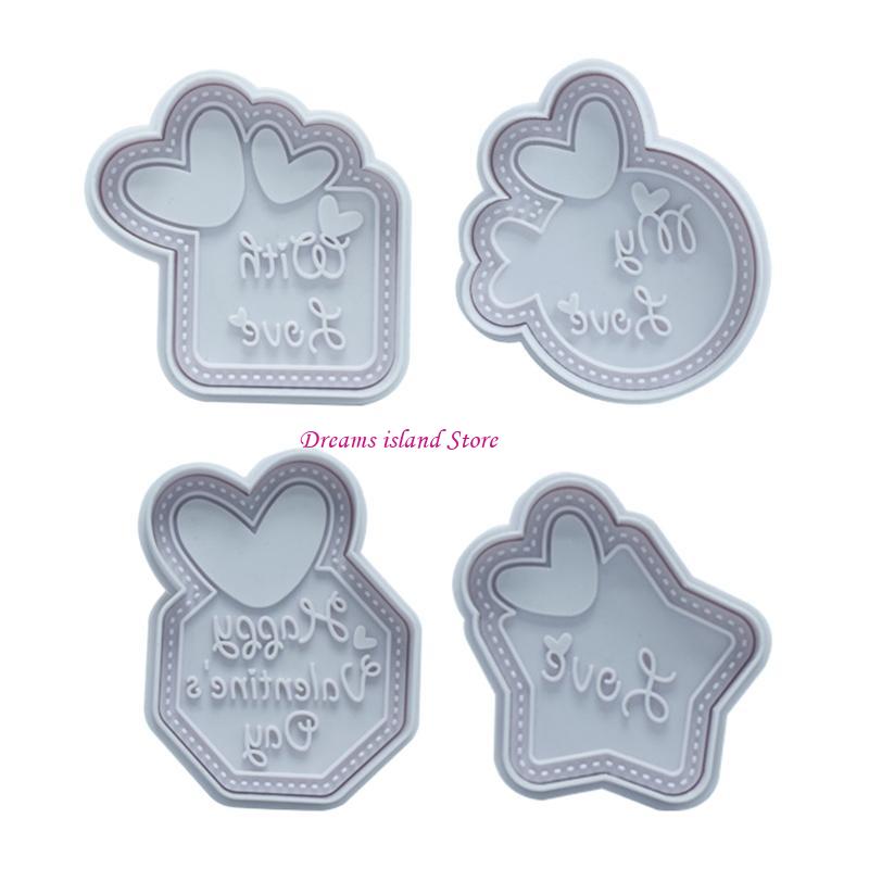 Valentines Day Cookie Moulds Embossing Plastic Biscuit Cutters for Baking Use HX6C China Mainland