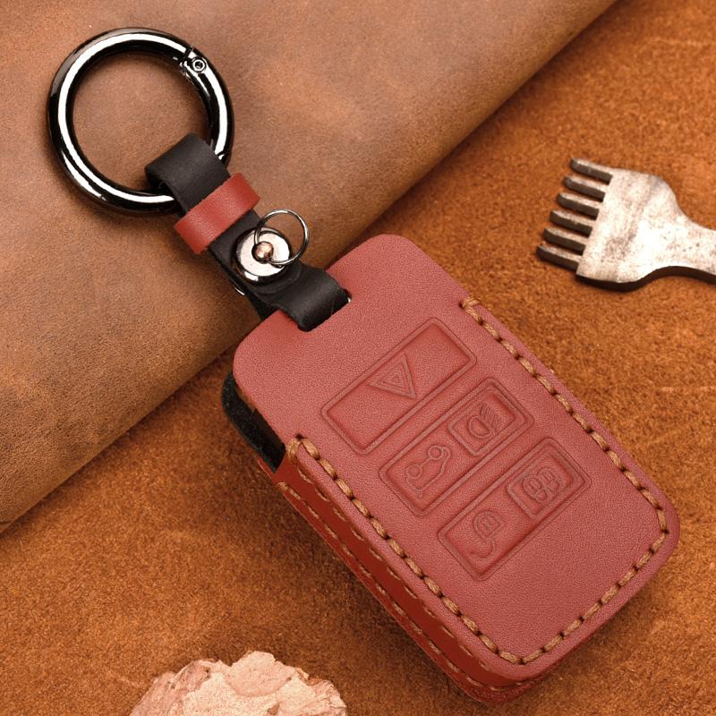 Echtleder-Schutzhülle für Land Rover Range Rover Sport Velar Evoque Freelander Discovery Jaguar XF XJ XJL XE Schlüsselanhänger Hülle