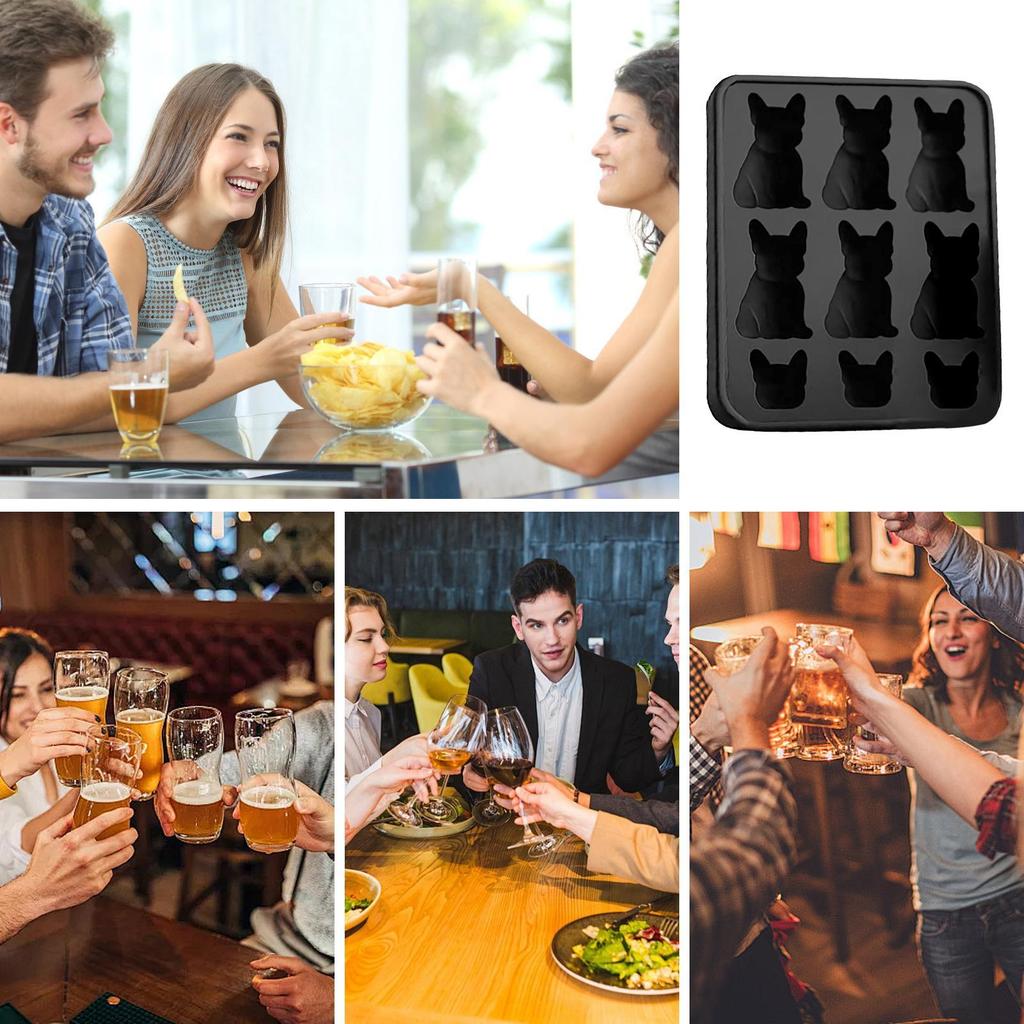 Whiskey Ice Mold 9-Grids Silicone Dog Ice Molds Fun Shapes Easy Release Food-Grade Drink Iceblock Maker Reusable Whiskey