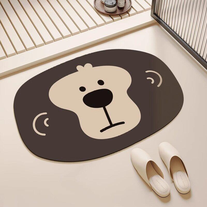 Dirt-Resistant Quick-Dry Non-Slip Cartoon Bathroom Mat with Diatomaceous Earth Water Absorption
