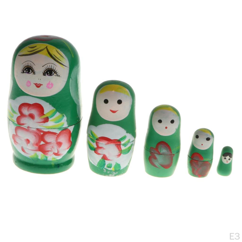 WOODEN RUSSIAN NESTING DOLLS Matryoshka - Wood Color, as described
