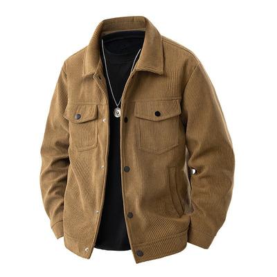 Men's Casual Workwear Jacket with Collar, Suitable for Spring and Autumn; Retro Style, Loose Fit, American Style Outerwear.