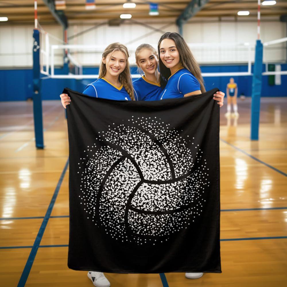 Volleyball Print Flannel Blanket Bedspread Nap Blanket Sports Theme Blanket