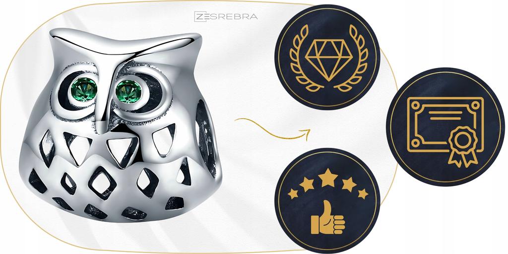 Owl Charms 925 Bead Pendant Colorful Zircons