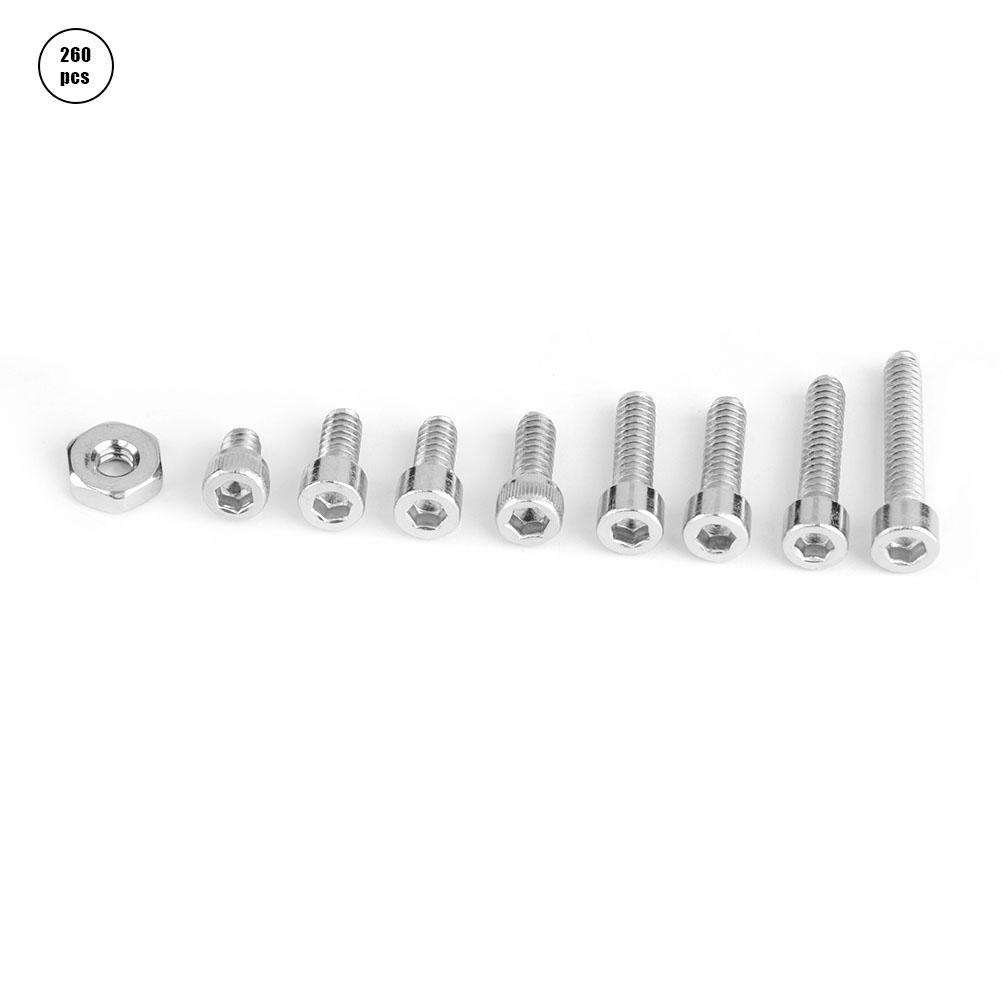 260pcsset #632 Stainless Steel Hex Socket Cap Head Screws and Nuts Assortment
