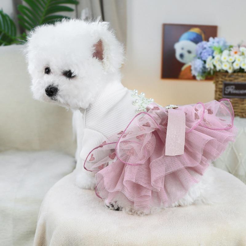 1pc Pet Clothes, Princess Style Dress for Cats And Dogs, Spring And Autumn Fluffy Gauze Dress