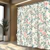 Vintage Style Light Blue Bird and Pink Flowers Shower Curtain - Modern Simple Polyester Fabric Bathroom Decor with Hooks