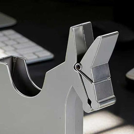 Creative Wooden Horse-Shaped Clip Storage Box Metallic Texture Pen Holder Note Business Card Organizer Cute Animal Desktop Decor for Office School