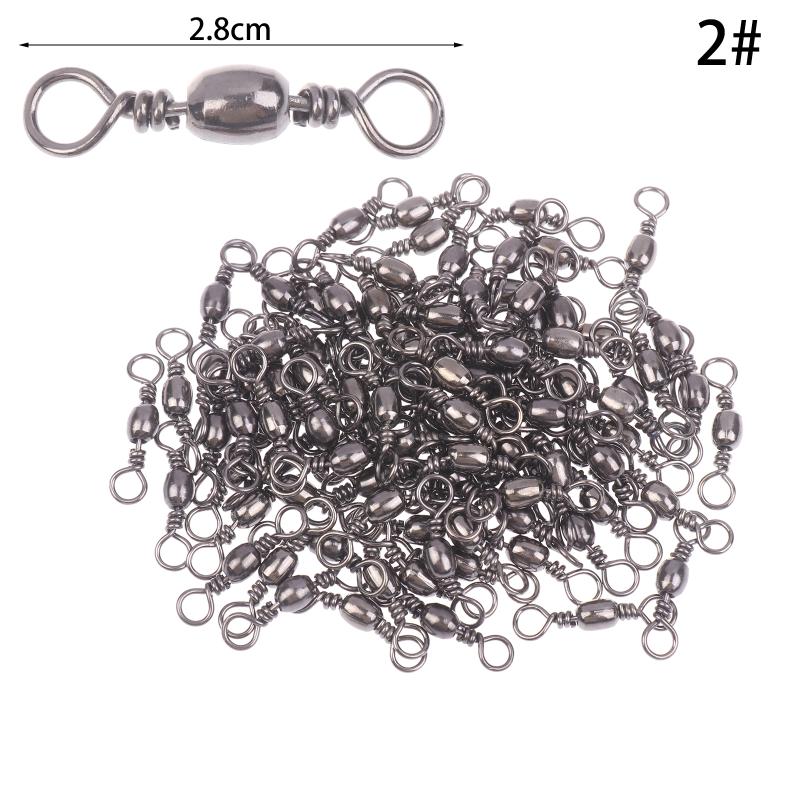 100Pcs Fishing Rolling Swivel Snap Drag Stainless Steel Fishhooks Barrel Swivel Fishing Line Connector Saltwater Freshwater