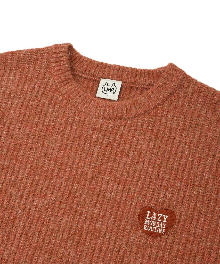LMR Hairy Heart Embroidered Pullover Knit Red