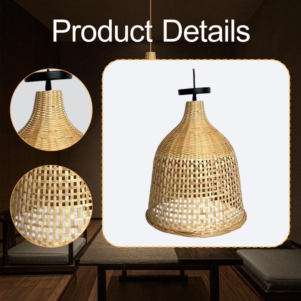 Handcrafted Bamboo Lampshade Retro Lamp Cover Decorative for Indoor Lighting Aesthetic Style