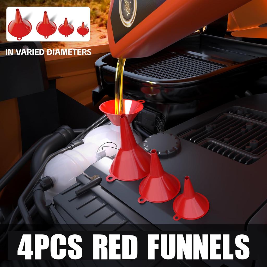 KJE 19 Pcs Automotive Funnel Set, Spout Replacements, Plastic Wide Mouth Transmission Funnels, Flexible Oil Funnel Kit For Automotive Use