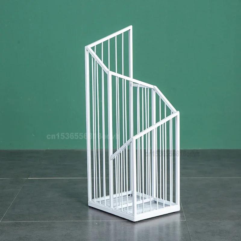 Nordic Wrought Iron Umbrella Stand Hotel Lobby Holder Hallway Porch Bucket Household Furniture Organizer Entryway Decor