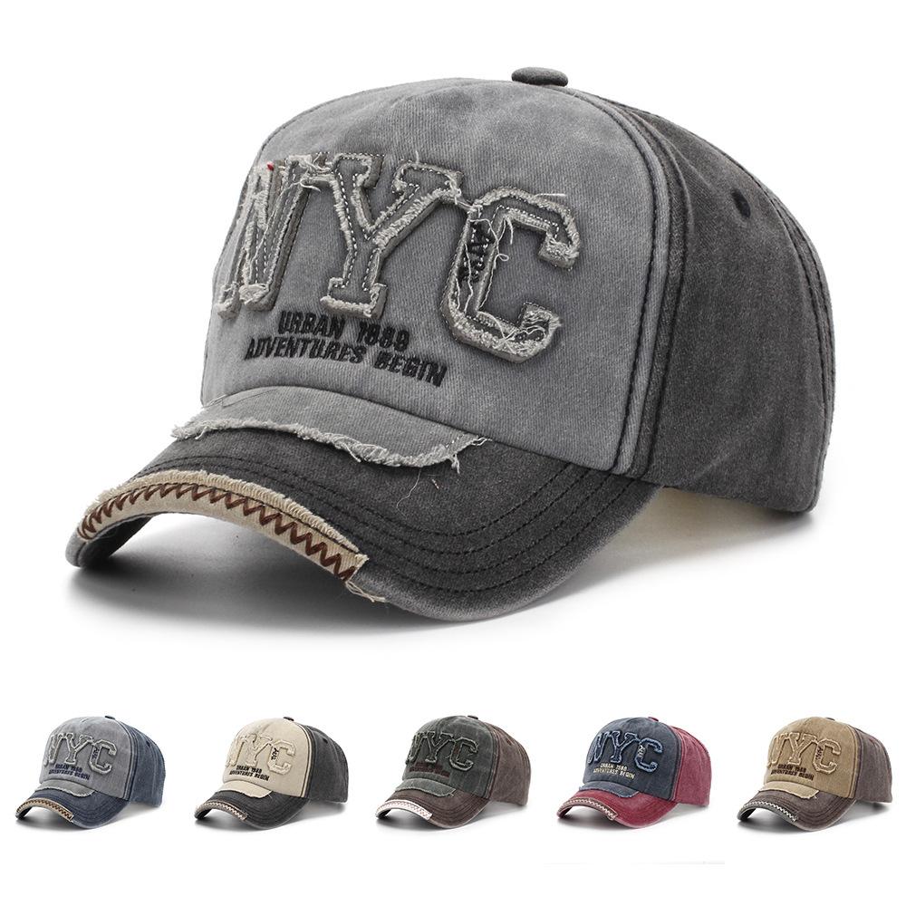 European and American men's and women's outdoor peaked cap with vintage letter patches and personalized visor cap