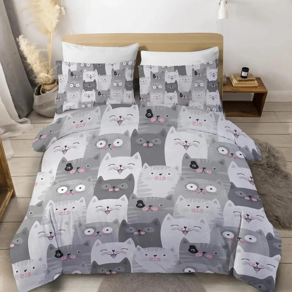 Witch Black Cat Duvet Cover Collection FullCat Sitting On Moon Bedding Collection Vintage Gothic Animals Cat Comforter Cover Bed Collections