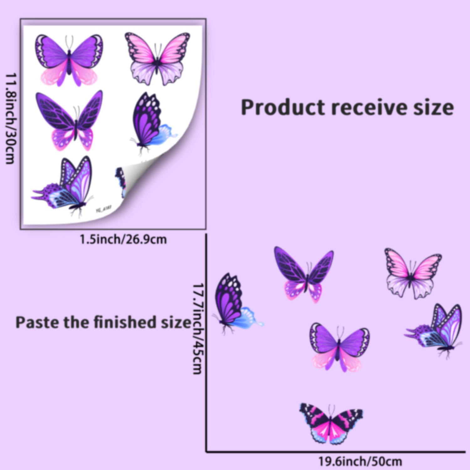 

1pc Luminous Purple Flower Butterfly Family Children s Room Wall Decoration Home Sticker 26.9x30cm