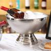 Large Ice Bucket 13L Stainless Steel Champagne Bowl Ice Bucket with Ice Scoop Semicircle Drink Tub with Integrated Base Silver Beverage Tub