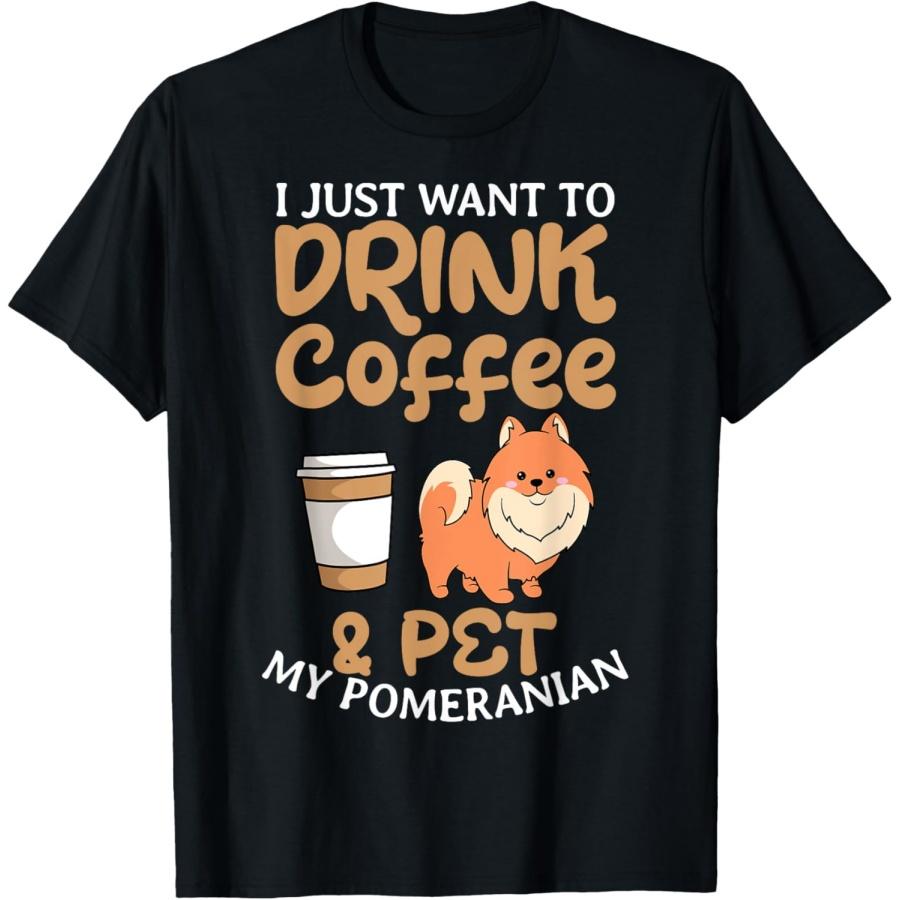 Zwergspitz Pom Kaffeeliebhaber Pomeranian Hundehalter Fell-Eltern T-Shirt