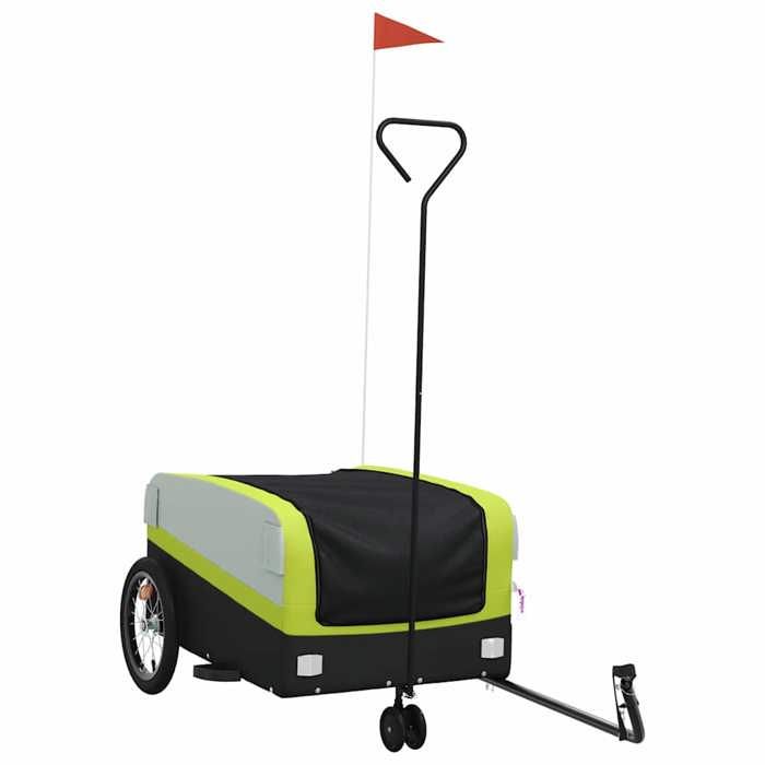 VidaXL Bicycle Trailer, Transport Cart with Safety Flag, Bicycle Stroller with Wheels and Hitch, 94074