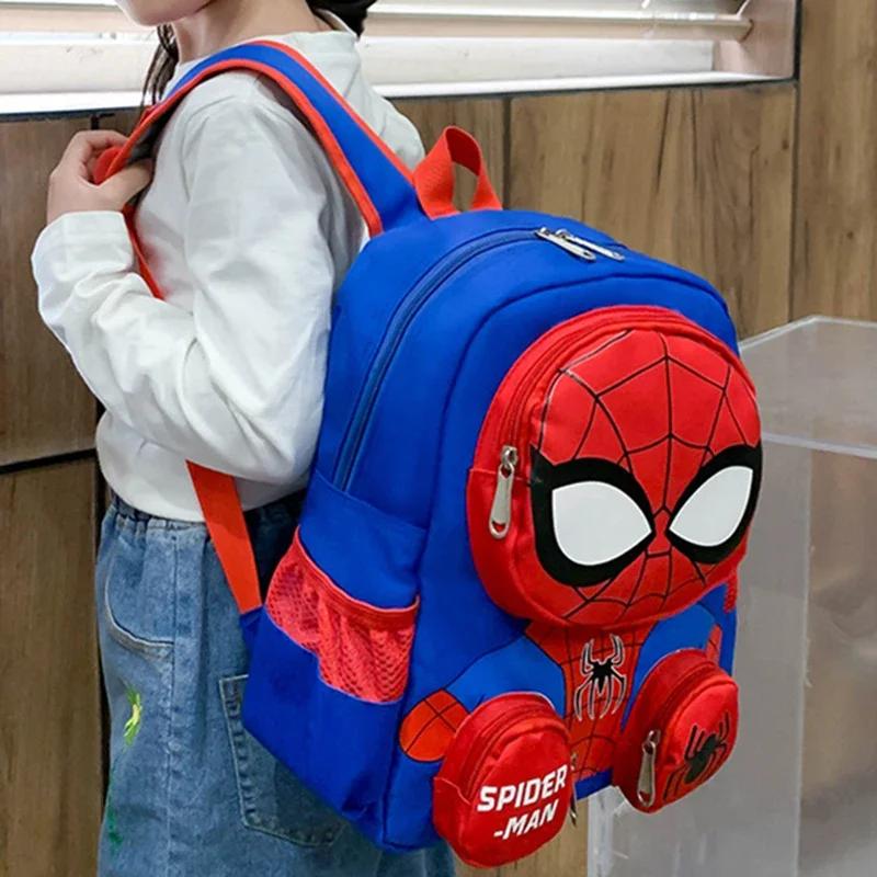 Spiderman Kawaii Backpacks Super Heroes Student School Bag Cartoon 3d Stereo Kindergarten Backpack Children's Travel Bag Gift