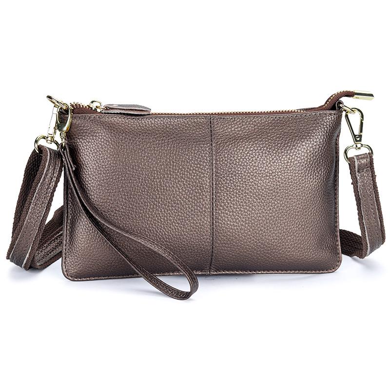 Genuine Leather Women's Crossbody Bag with Wrist Strap - Top Layer Cowhide Shoulder Bag