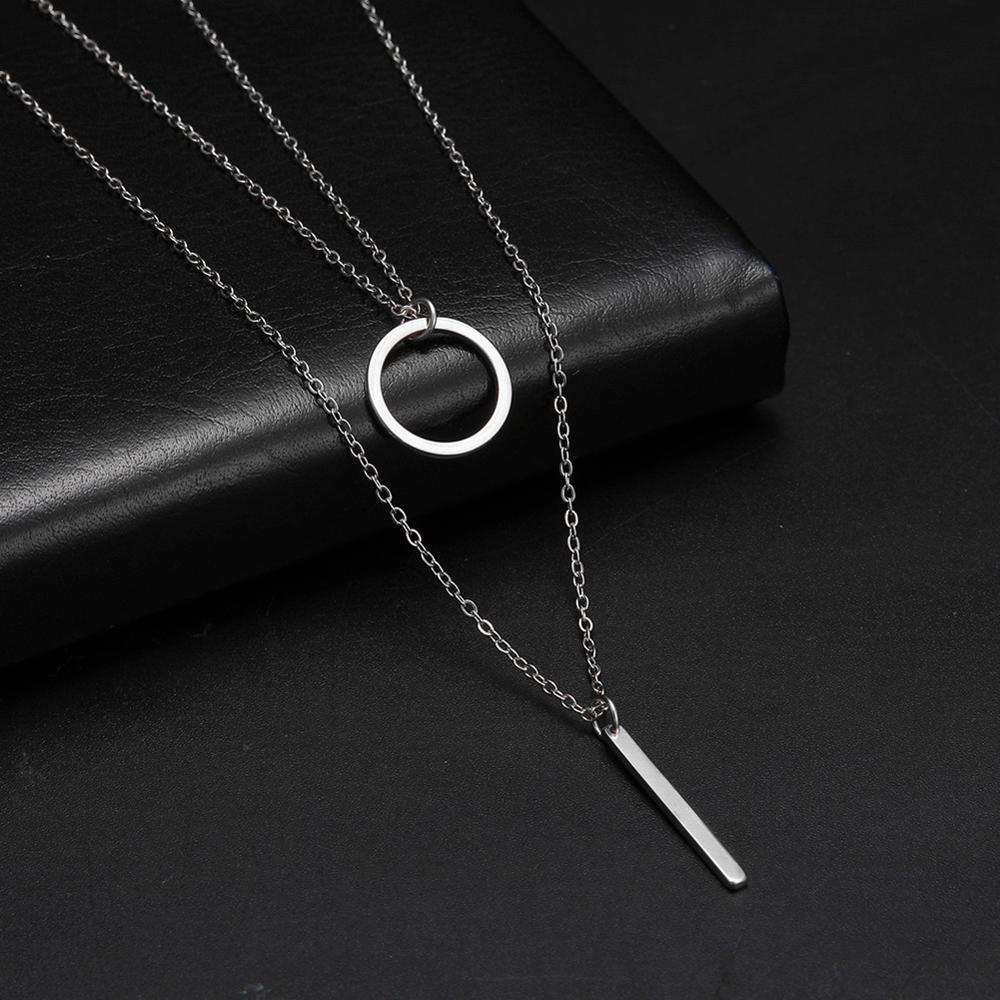 LIKGREAT Multi Layers Bar Coin Pendant Necklace Moon Star Cross Neckchain for Women Stainless Steel Chain Choker Jewelry NotFade