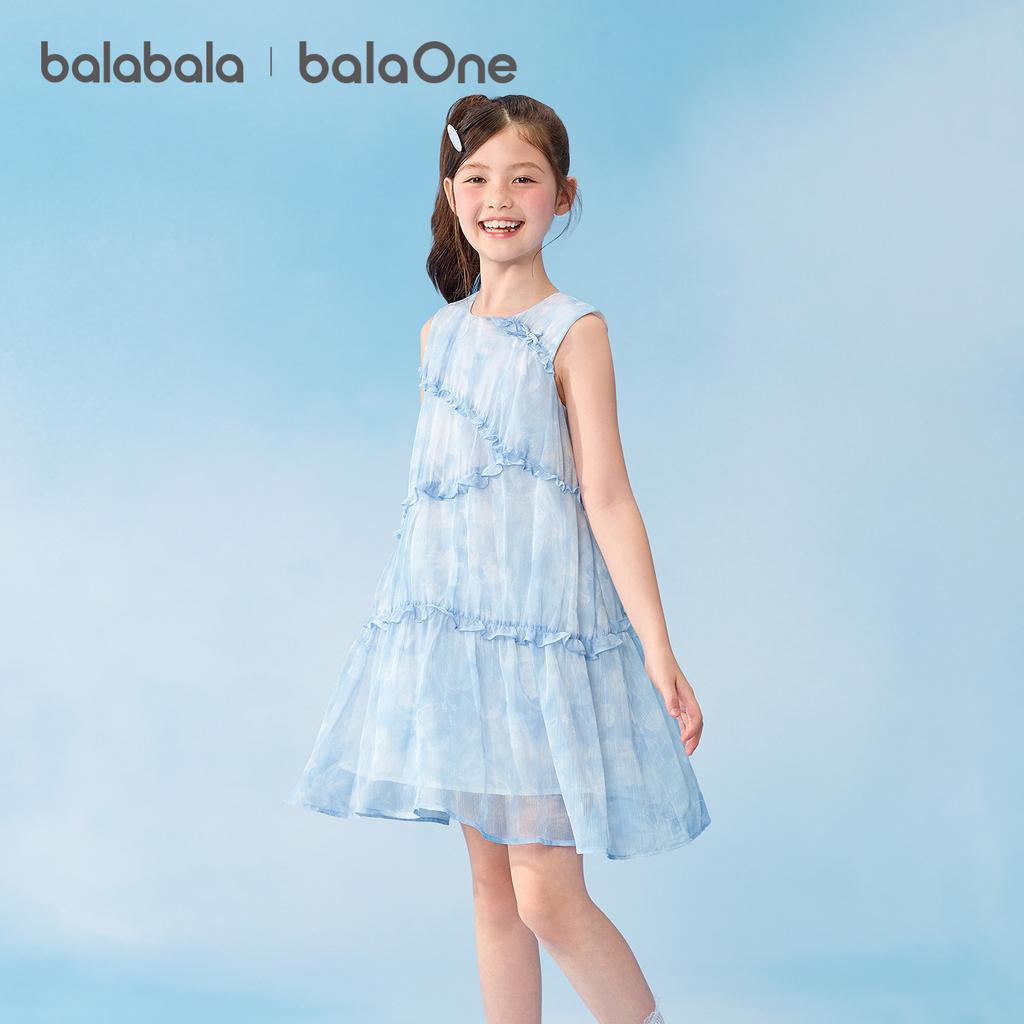 Balabala children's clothing, children's skirts, girls' 2026 new summer sleeveless dresses, sweet and stylish for middle-aged children