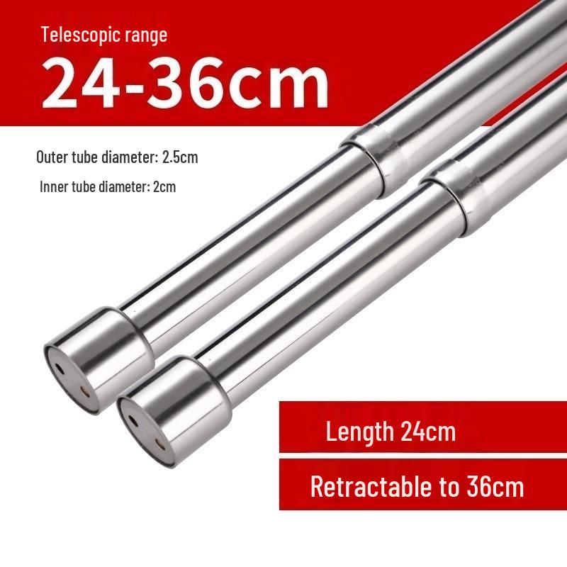 

Stainless Steel Telescopic Wardrobe Clothes Rail - Retractable & Thickened Drying Rod with Accessories