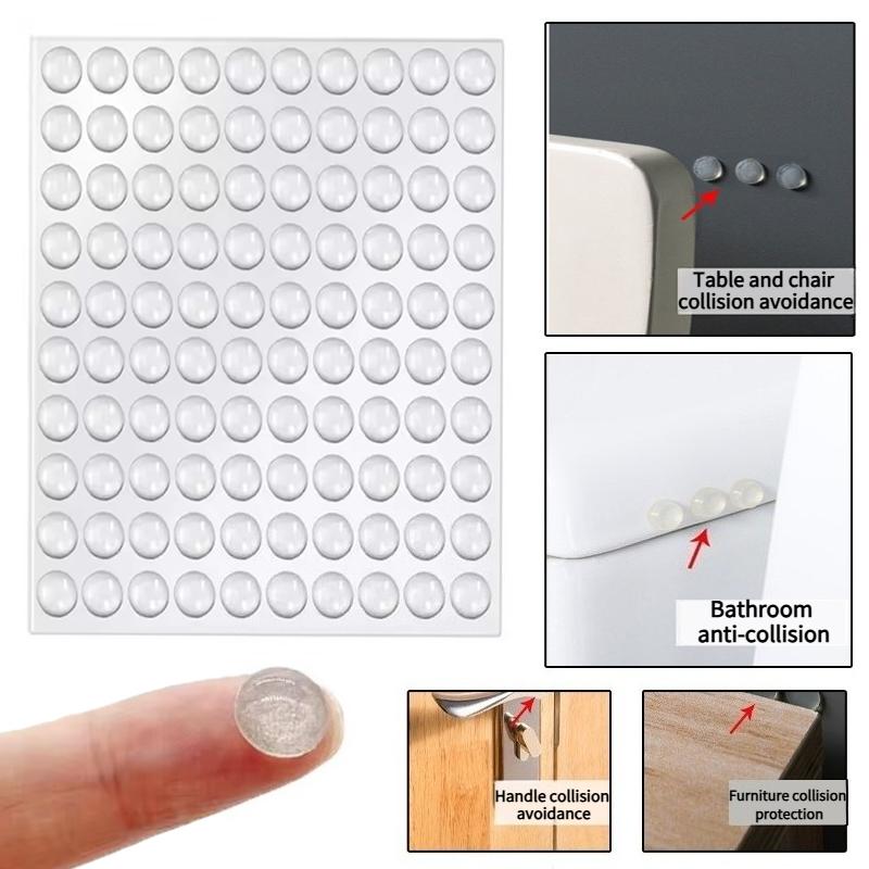 100 Pieces of 8X2.4/10X2mm Self-adhesive Silicone Shock-absorbing Particles, Suitable for Kitchens, Offices, Bathrooms, Bedrooms