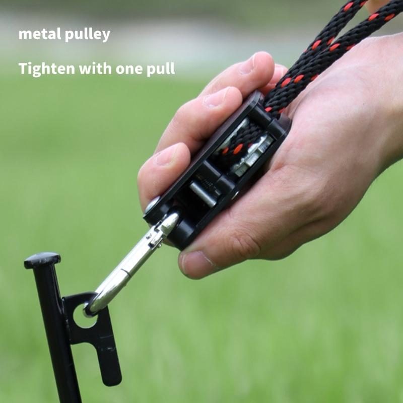 Reflective Tent Guy Rope with Pulley Tent Guide Rope Adjustable Tent Tie Downs Rope Hangers Quick Setups Outdoor Guy Line