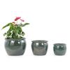 Handmade ceramic plant pot set, 3-piece (Ø 37/30/23 cm), glossy antique blue-green with speckled glaze, frost-resistant, with drainage holes