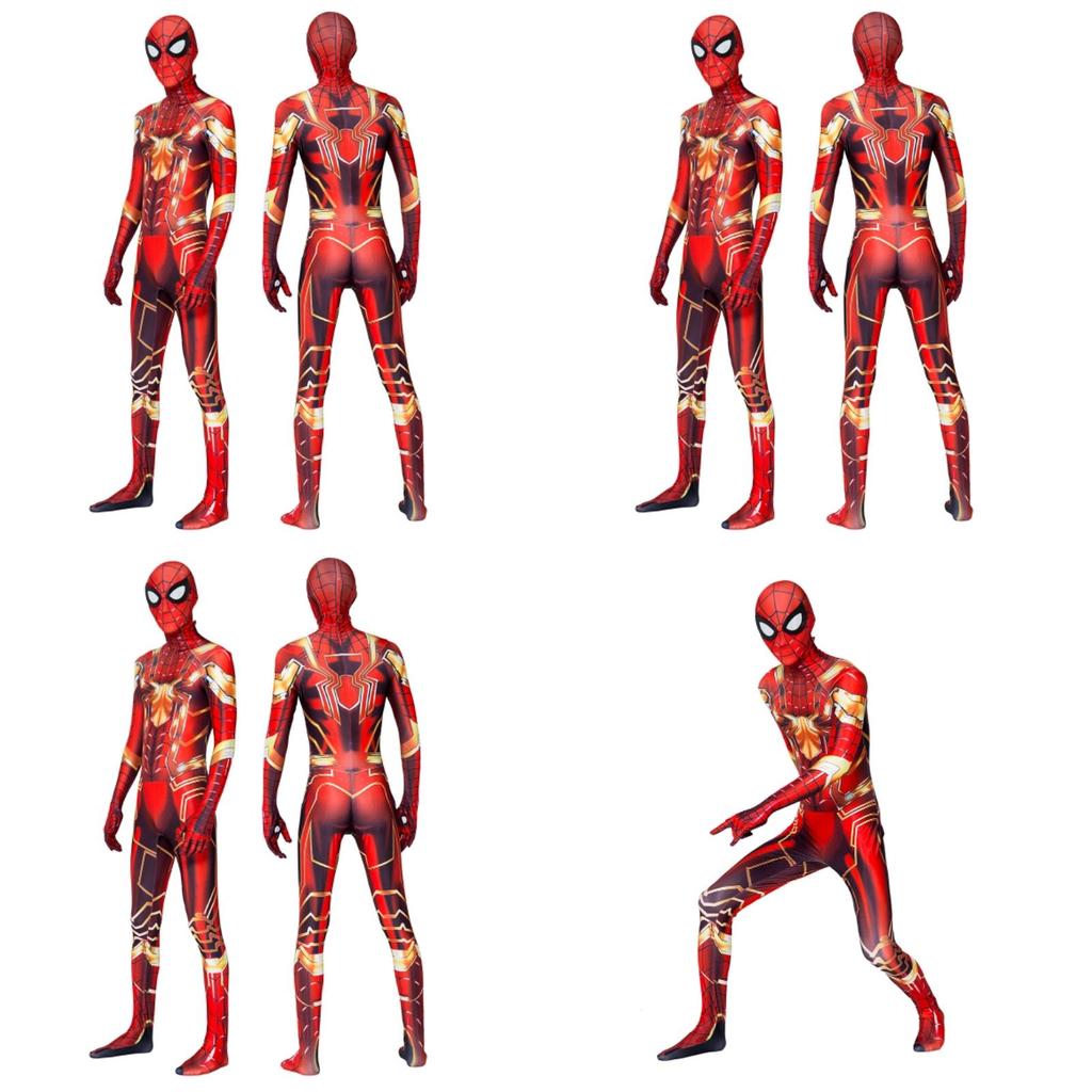 Marvel Steel Spider-man Cosplay Costume Full Body Outfit With Hood