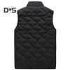 Men Vest Coat Stand Collar Sleeveless Zipper Closure Winter Vest Outwear with Pockets Solid Color Thickened Padding Cotton Coat