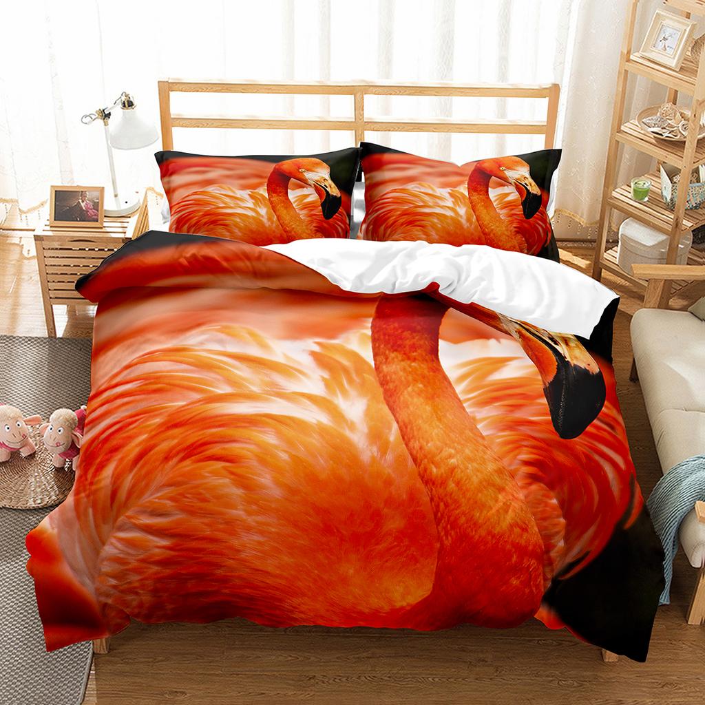 Flamingo-Bettbezug-Set, Wildtiere, Polyester, Bettbezug, Doppelbettgröße, für Kinder, Teenager, Erwachsene, Schlafzimmer-Dekor, Bettwäsche-Set