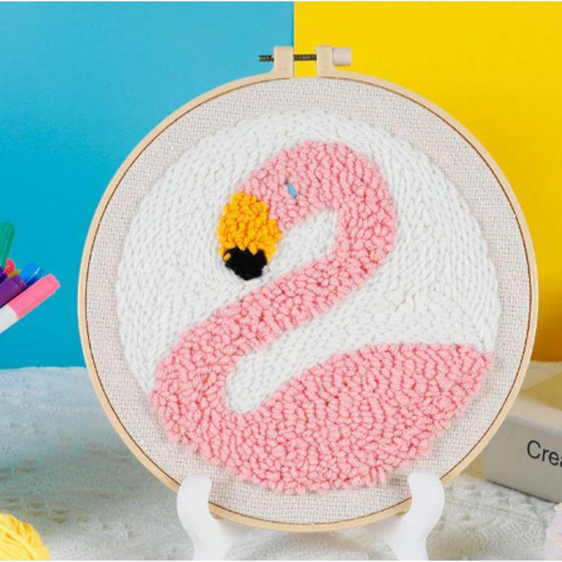 Russian DIY Punch Needle Embroidery Kit: Includes Yarn, Needle, Latch Hook, & Hoop for Knitting & Ornament Crafting