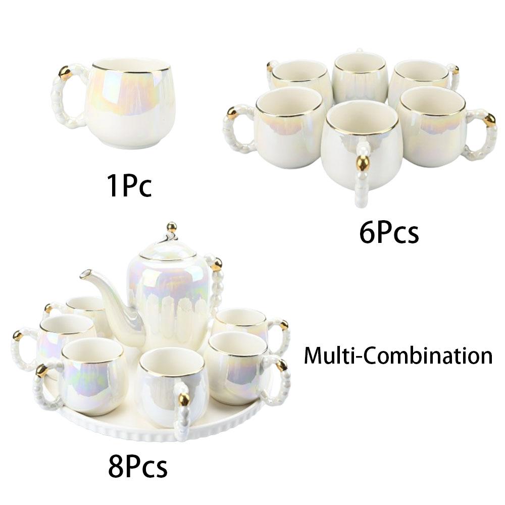 1pc/6pcs/8pcs porcelain tea set colored glaze - pearl colored ceramic teapot and, coffee, tea, creamer, kettle