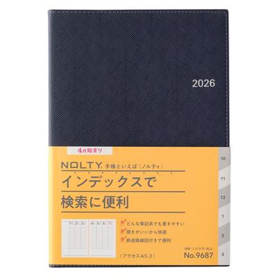 NOLTY April Wochenplaner 9687, 2026, Start, A5, Access, 3, Marineblau,