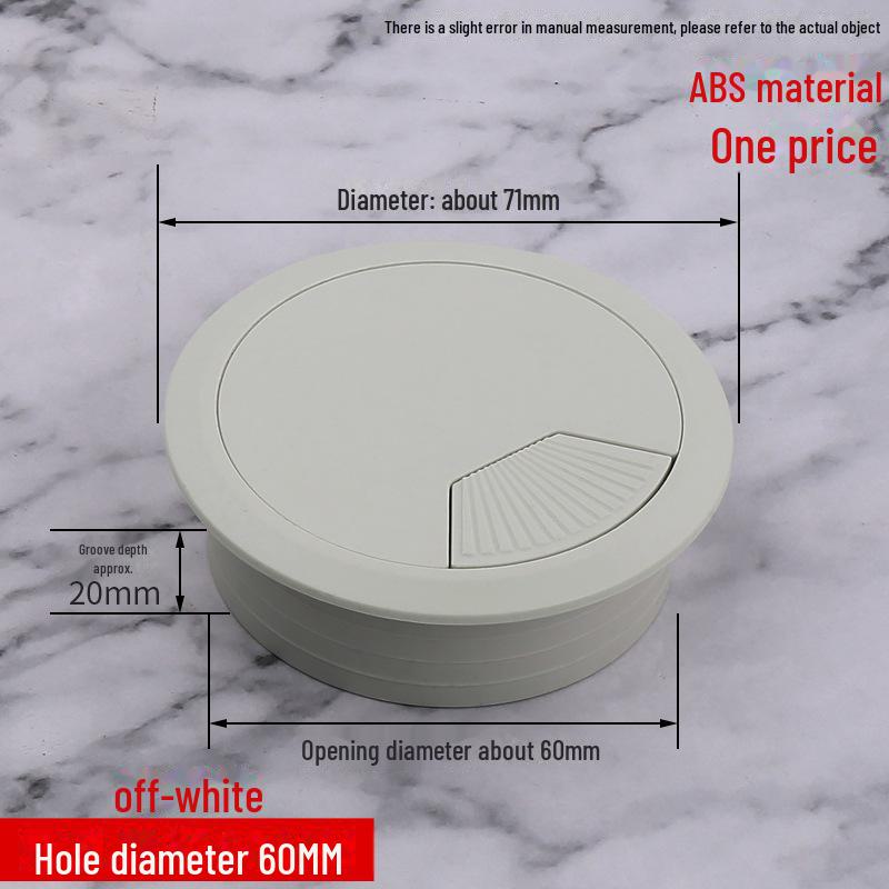 ABS Round Wire Desk Grommet Cover for Desktop Cable Management and Furniture Cabinet Hardware.