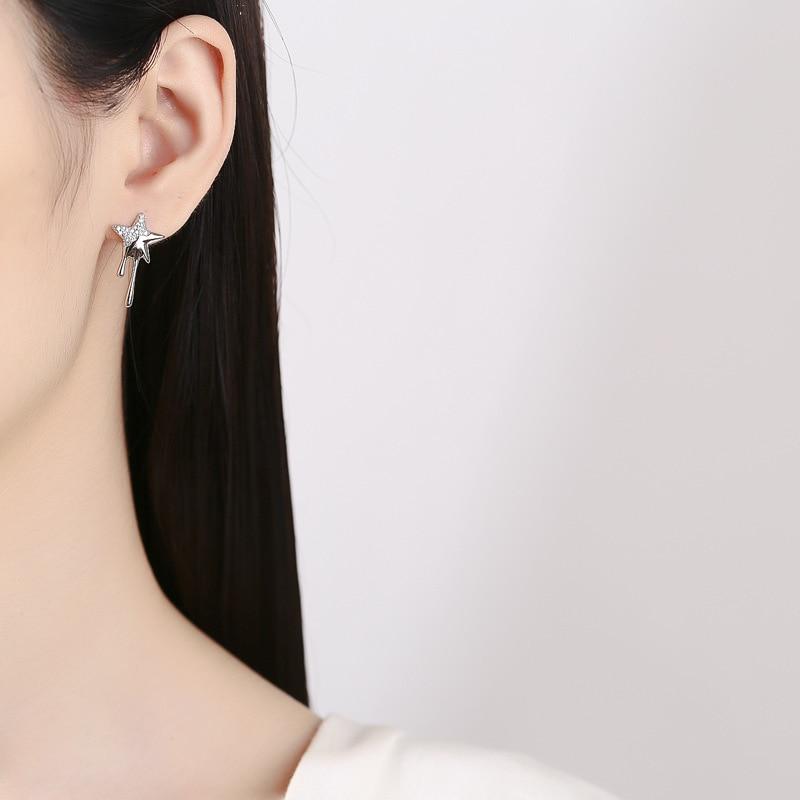 Pinkdudu Fashion 2 Color Lava Star Stud Earrings Romantic Simple Luxury Zircon Geometric Earring for Women Jewelry PD1384