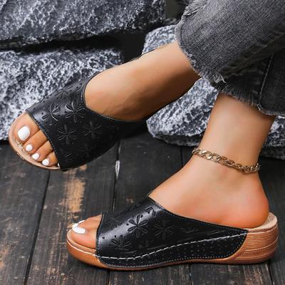 Mode Sommar Mellanhäl Tofflor Kvinnor 2024 Öppen Tå Platå Strandskor Kvinna Utomhus Halkfria Kilklackssandaler Lätta Vardagliga Flipflops
