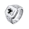 Free Custom 12 Zodiac Signet Rings for Men,Personalized Stainless Steel Finger Birthday Gift To Dad Father Husband Son