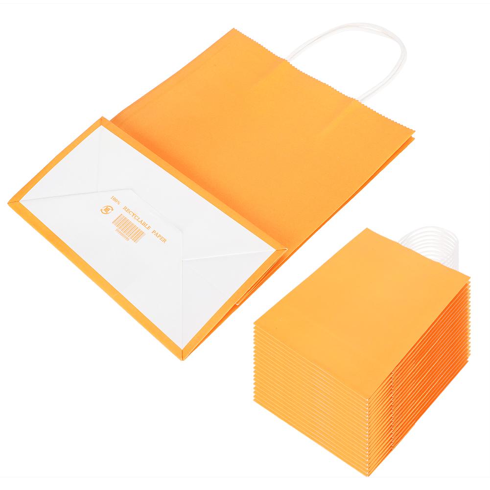 Eco‑Friendly Portable Kraft Paper Bag Shop Clothes Packaging Gift Bag (M 21 x 11 x 27.5cm)(Orange )
