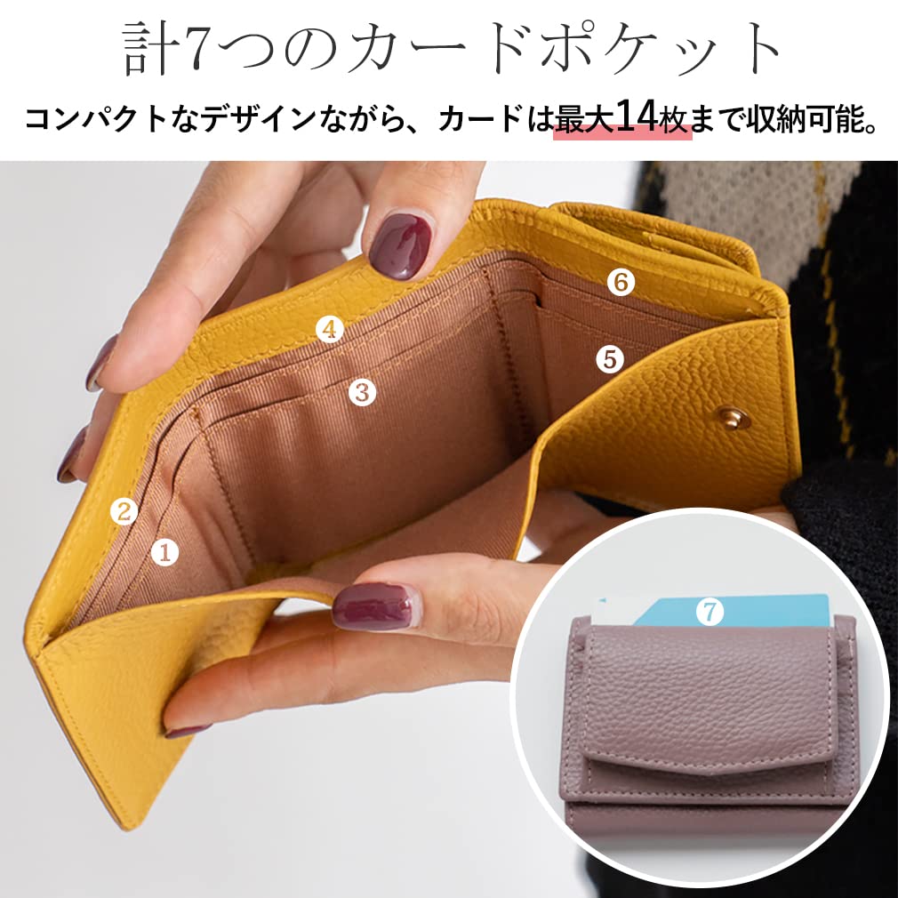 VITAFELICE Genuine Leather Square Mini Wallet for Anti-Skimming Women, Nsw-30065n (Yellow)