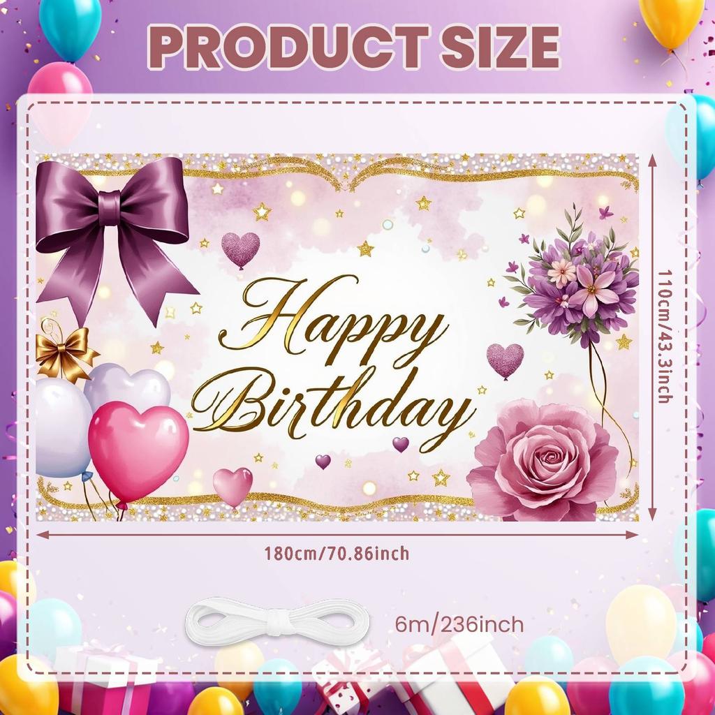 Banner Lavender Pink Tone Birthday Display Celebration Background Pink Floral Branches Party Background For Friend Adult