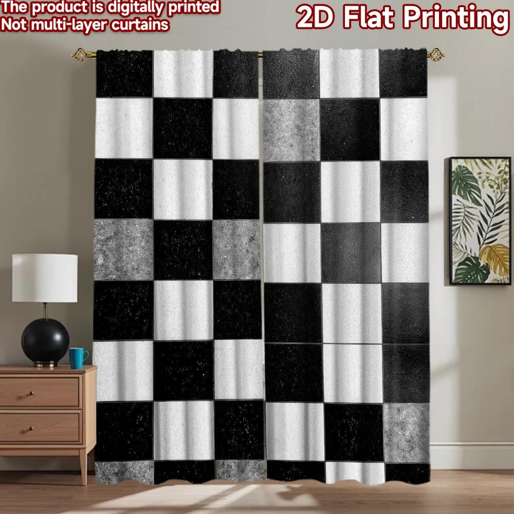 2D Flat Photography Backdrop Popular Party Backdrop Black and White Squares 100% Polyester Festive Backdrops for Suitable