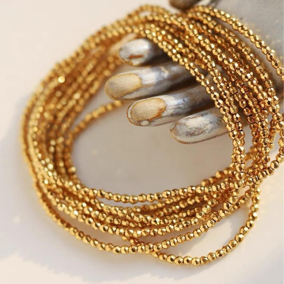 18K Gold Plated Disco Bead Bracelet for Women, Non-Fading, Versatile, Perfect for Best Friends or Christmas Gifts