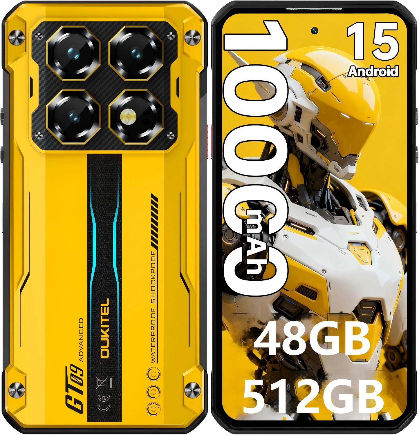 

OUKITEL WP60 5G Мобільний телефон 48 ГБ + 512 ГБ 10000 мАг 7,2 Дисплей 108 МП Android 15 жовтий