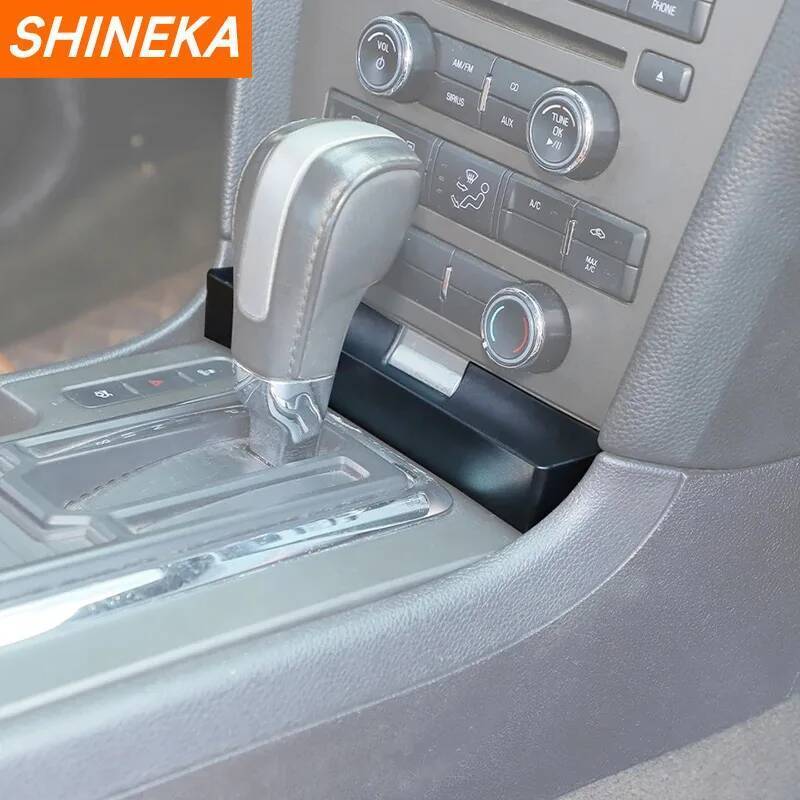 SHINEKA Stowing Tidying For Ford Mustang 2010 2011 2012 2013 2014 ABS Car Gear Shift Storage Box Organizer Interior Accessories