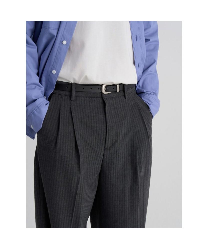 8SECONDS Striped Wide Fit Slacks Gray