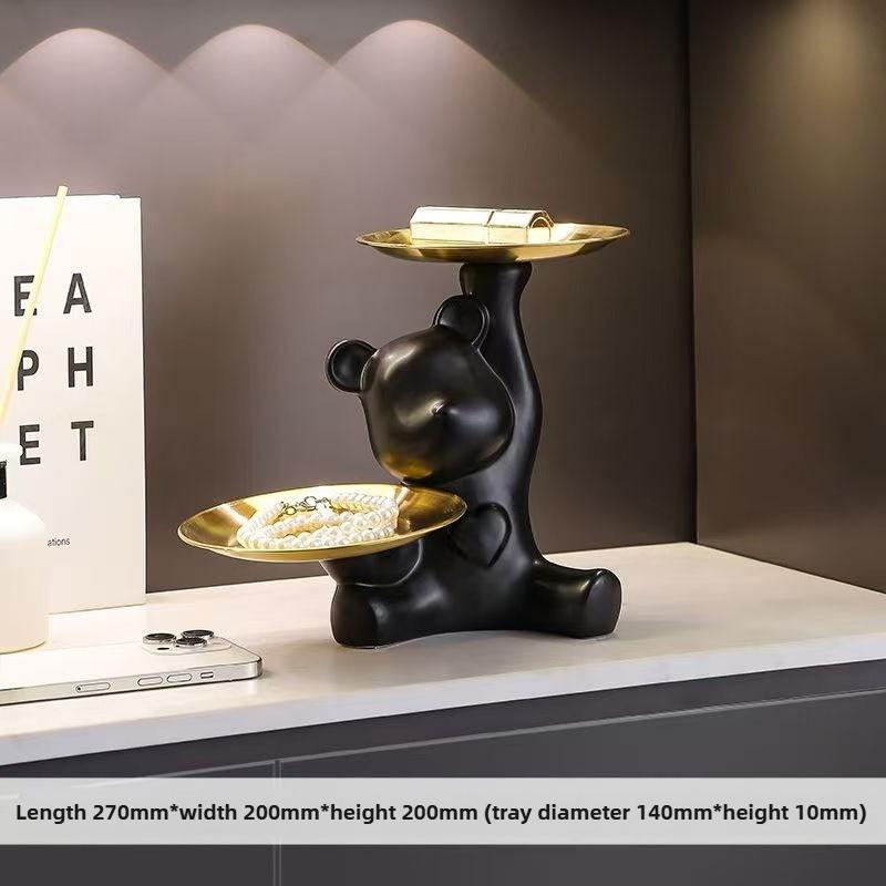 

Ceramic Electroplated Bear Figurine Cute Animal Decor Statue Gift Box Storage Jewelry Holder Home Office Desk Wedding Ornament